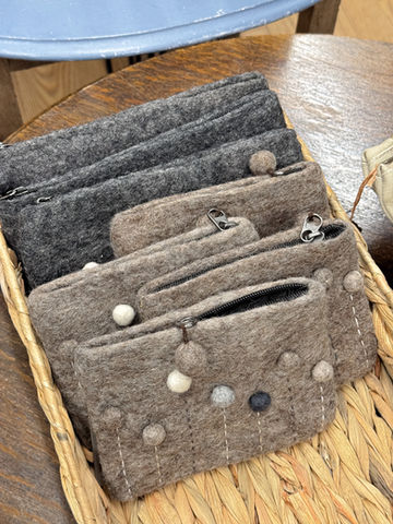 felt purses with bobble detail