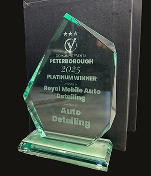 Platinum award trophy for best auto detailer in Peterborough 2025