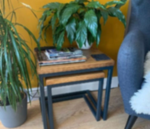 timber and metal nested tables