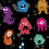 Thumbnail: Full Skirt Dress with Sleeve Variations - Monsters On Black