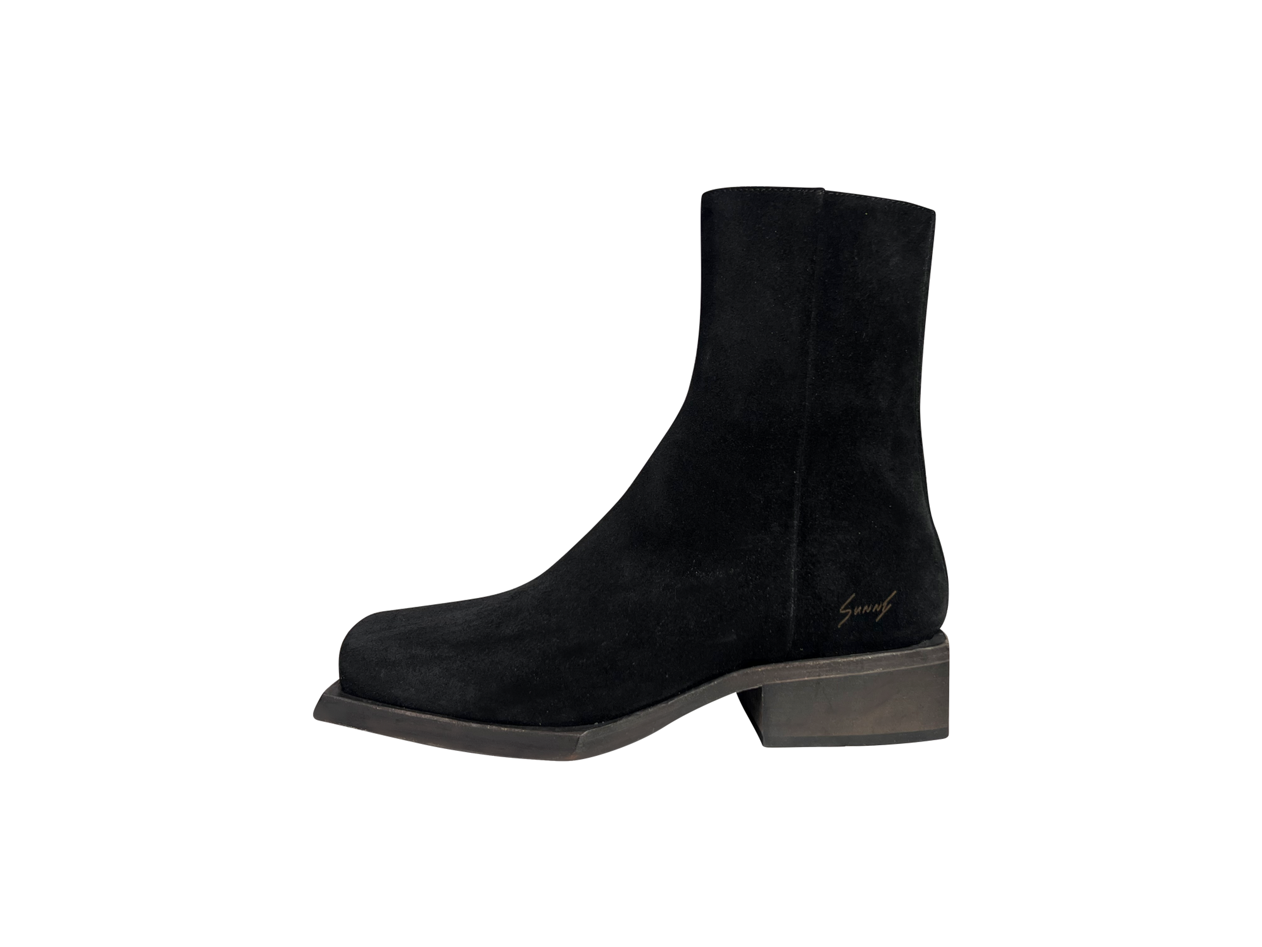 Reese square toe boot black suede