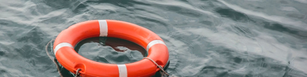 A life preserver floating in the ocean