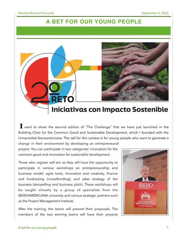 A BET FOR OUR YOUNG PEOPLE