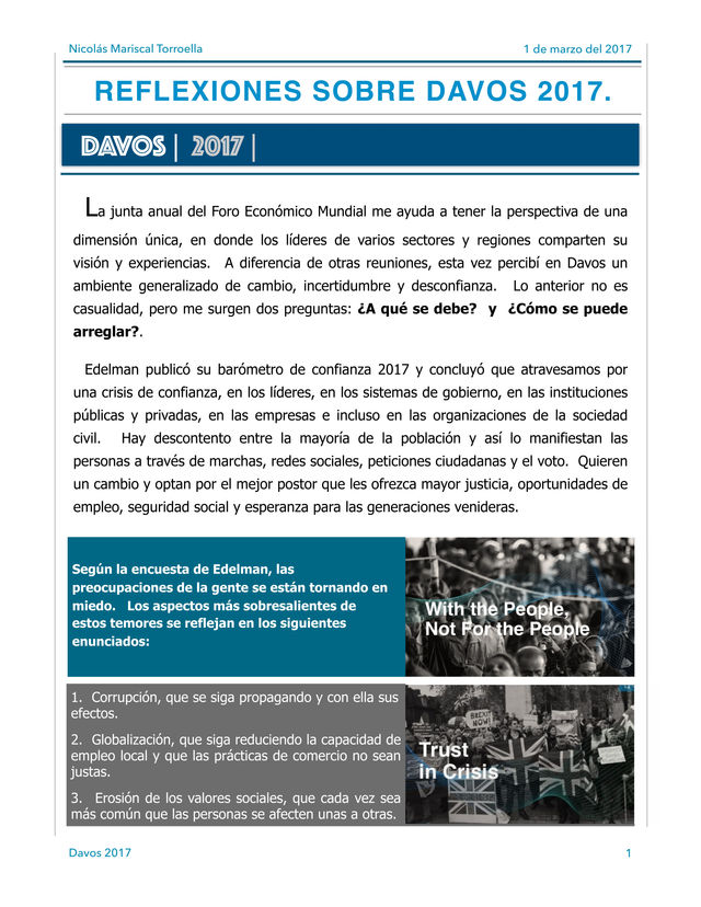 Reflexiones sobre Davos 2017.