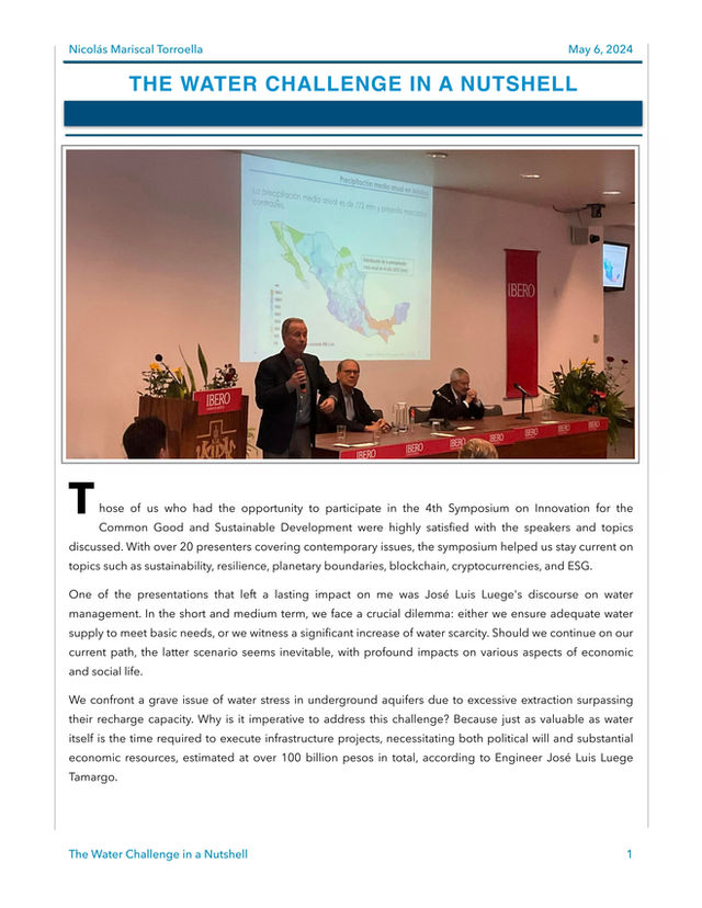 The Water Challenge in a Nutshell