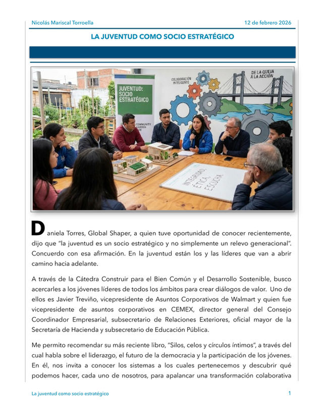 LA JUVENTUD COMO SOCIO ESTRATÉGICO
