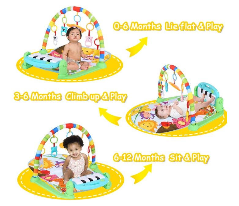 Thumbnail: Baby Play Mat, Baby Crawl Mat with Hanging Toys, Lie to Sit Up Play Mat for Babi