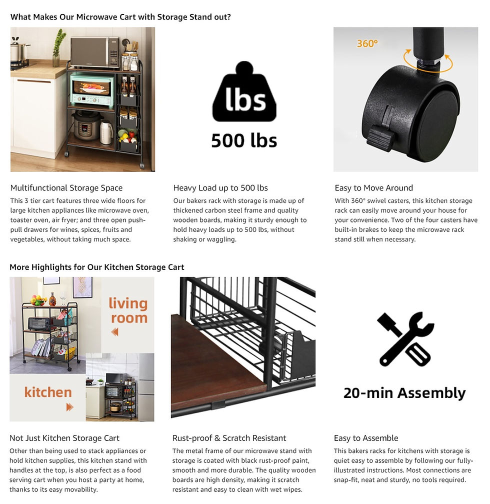 Thumbnail: 4 or 5Tier kitchen Rack Microwave Stand Microwave Cart with Storage
