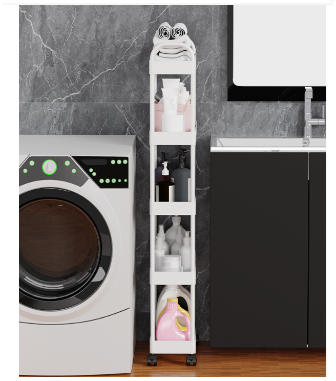 Thumbnail: Slim Rolling Storage Cart Laundry Room Organization Multi Tier Rolling Shelving