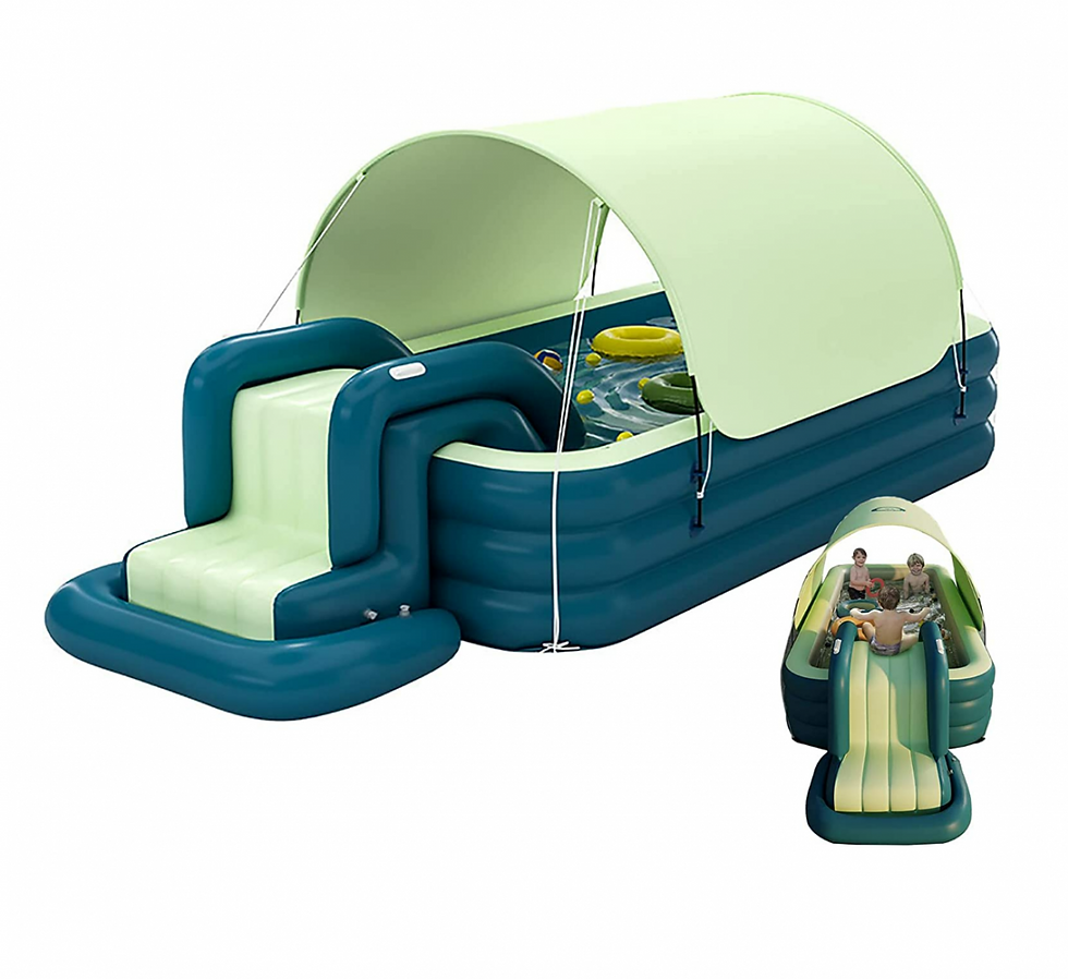 Thumbnail: Inflatable Pool for Kids Self-Inflating Swimming Pool with Awning Rectangular
