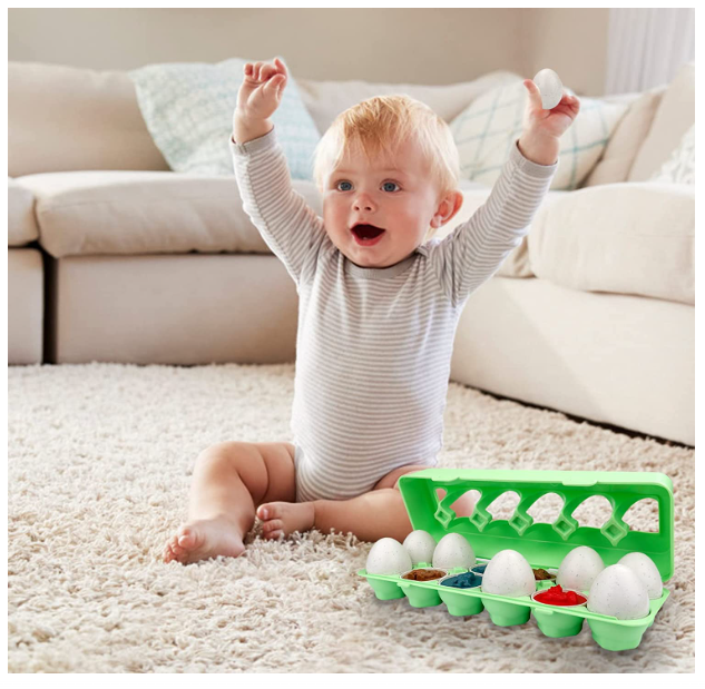 Thumbnail: Dinosaur Matching Egg Toys Set of 12 Color and Shape Recognition Toys, Sensory T