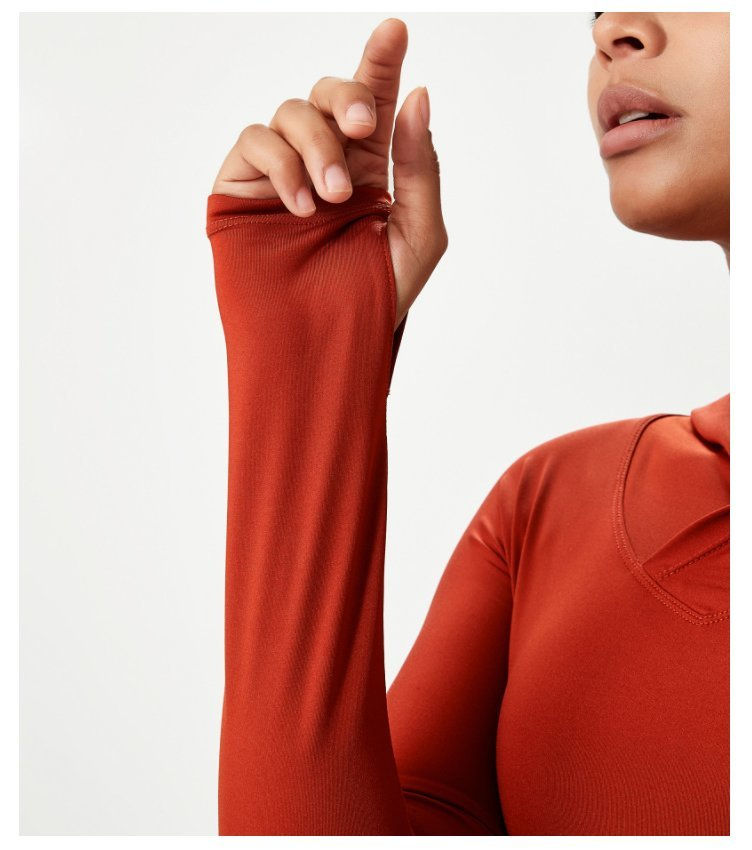 Thumbnail: Women's hooded long-sleeved yoga shirt, sports gym shirt -KT709