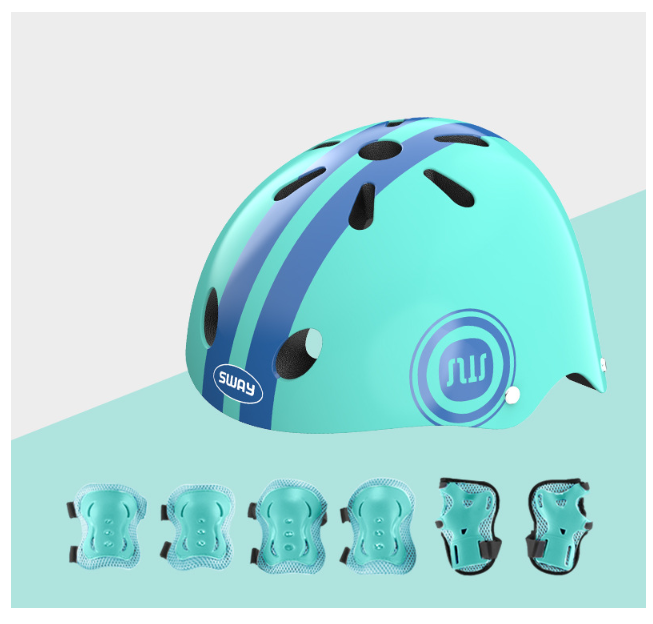 Thumbnail: Children's bicycle helmet + knee pads (a set of six) with adjustable straps, sui