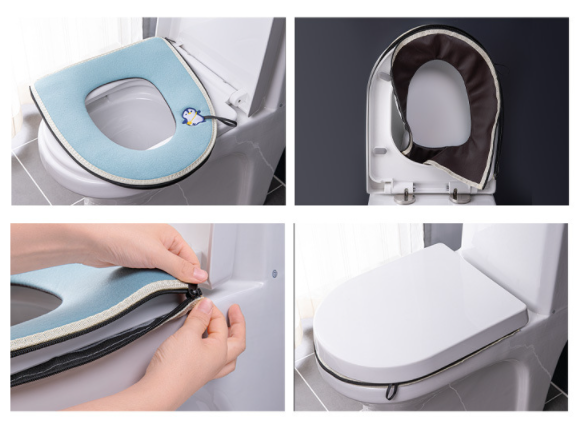 Thumbnail: Thickened zipper toilet seat cushion with handle washable