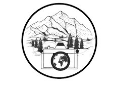 Ruan Travels Logo of Camera and Mountains