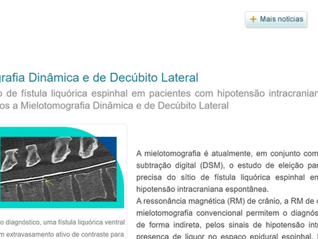 Hospital Israelita Albert Einstein destaca o uso da Mielotomografia para Fístulas Liquóricas