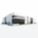 Modern white commercial building with glass entrance and landscaped front area.