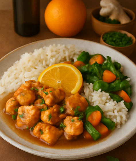 Pollo a la Naranja con Vino Blanco Dulce y Jengibre