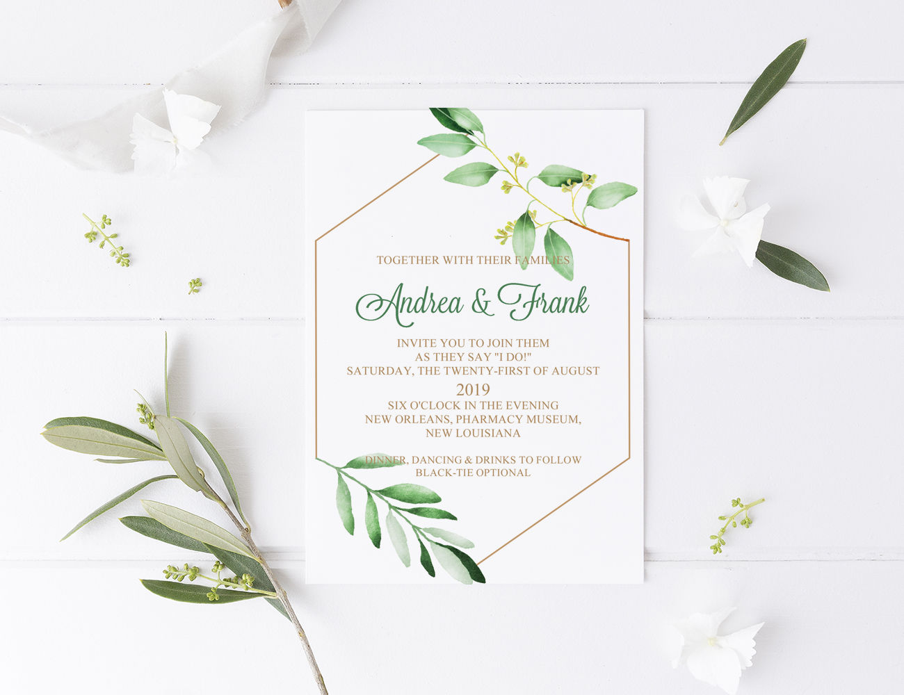 Invitatie greenery