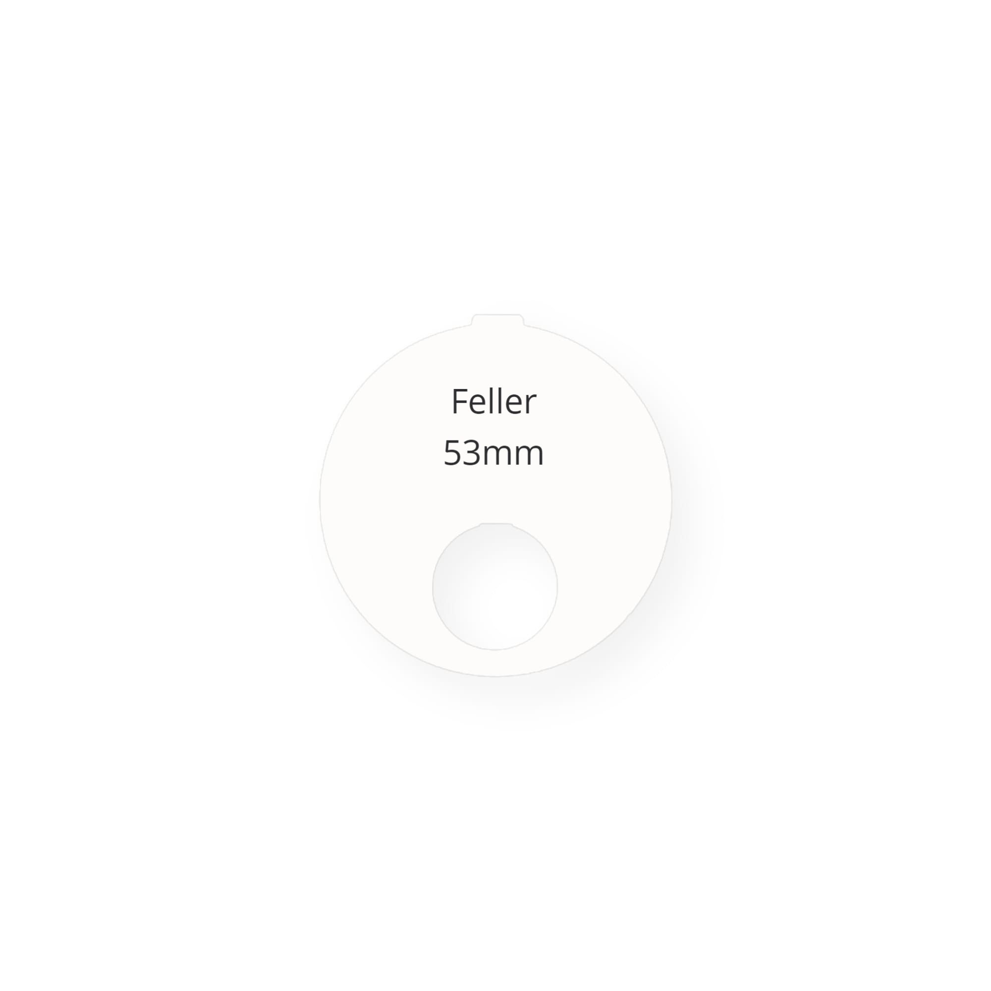 Klingelschild, Marke Feller, Kunststoff weiss, Durchmesser 53 mm; mit Gravur