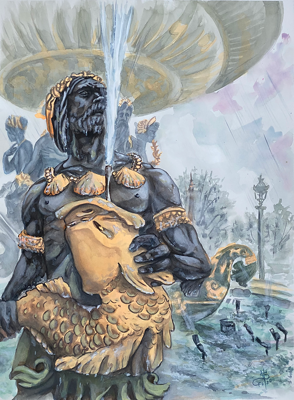 Les Veilleurs de la Concorde | Original Watercolor on Arches Paper