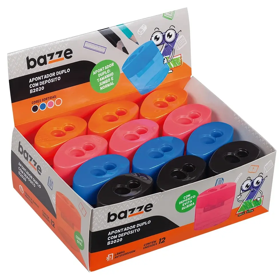 Apontador com Depósito B2020 - Duplo Oval - Display C/12 un - Bazze