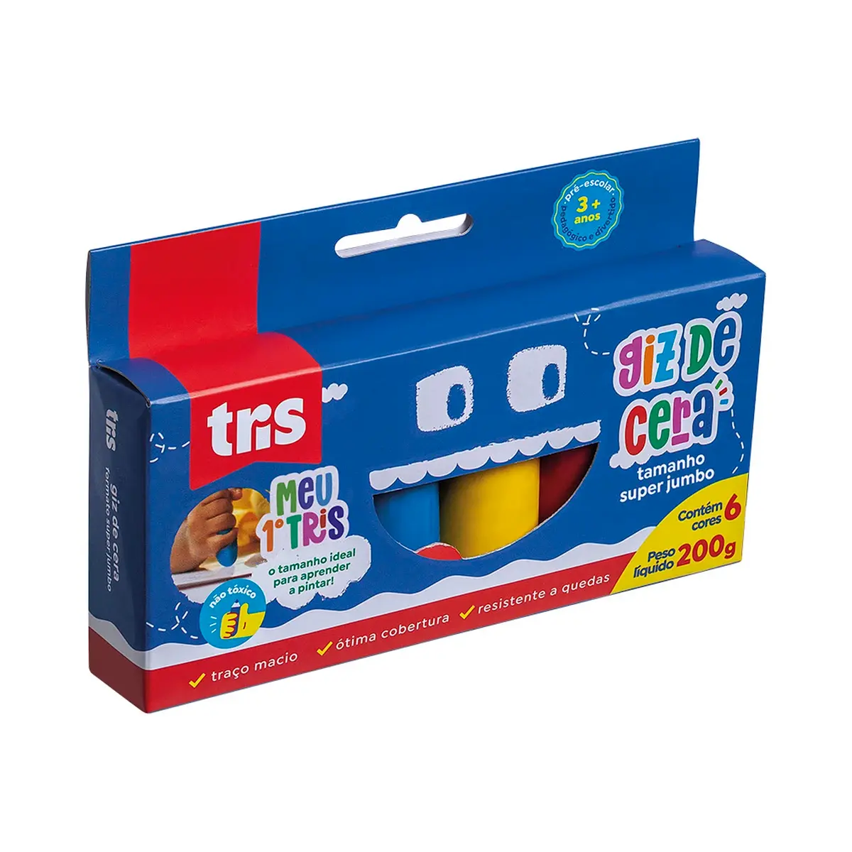 Giz de Cera Super Jumbo – 6 Cores – Tris