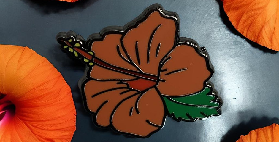 Red Hibiscus Hard Enamel Pin