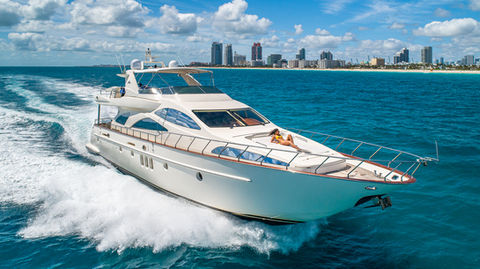 The 80' Azimut Grace, a luxury yacht rental in Miami, blends sleek Italian design, spacious interiors, and top-tier performance. Featuring an expansive flybridge, lounge areas, en-suite staterooms, and a premium sound system, it's the ideal choice for a Miami yacht party, sunset cruise, or weekend getaway.