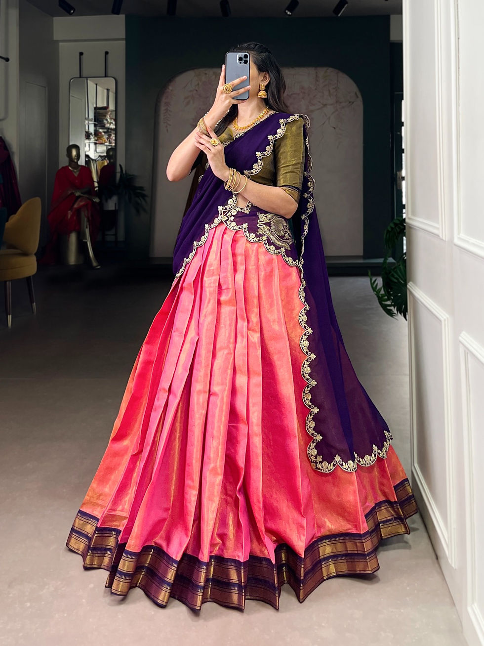 Thumbnail: SP-24- Kanchipuram Silk Lehenga bridal design