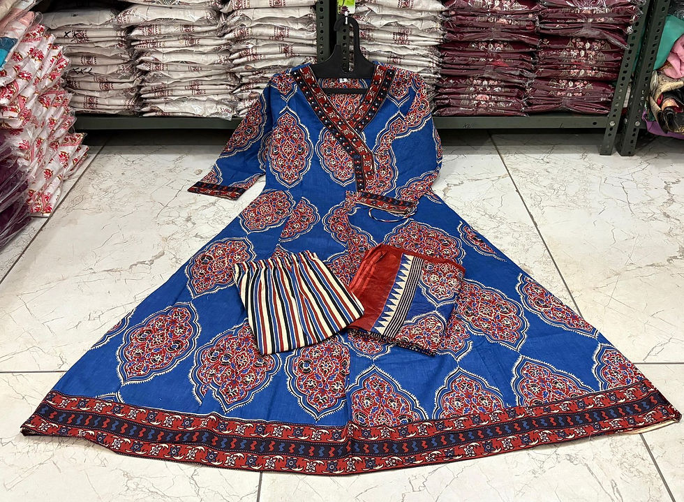 Thumbnail: Flared cotton anarkali suit for women