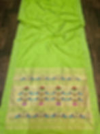 Parrot green pure silk Patani saree with intricate handwoven design