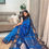 Thumbnail: TT-01 Handloom Blue Maheshwari saree with lotus motifs