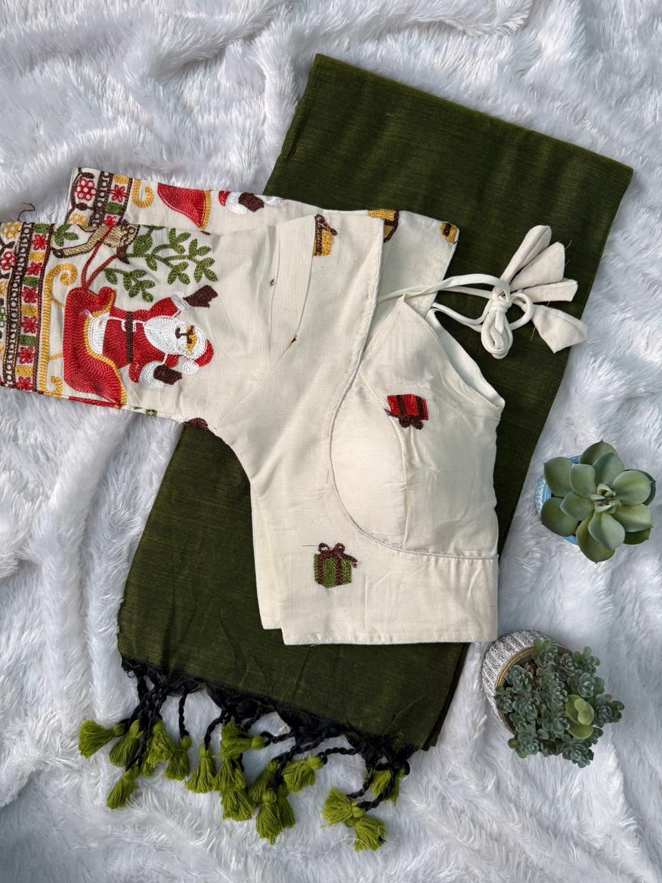 Indian khadi cotton saree for festive occasions