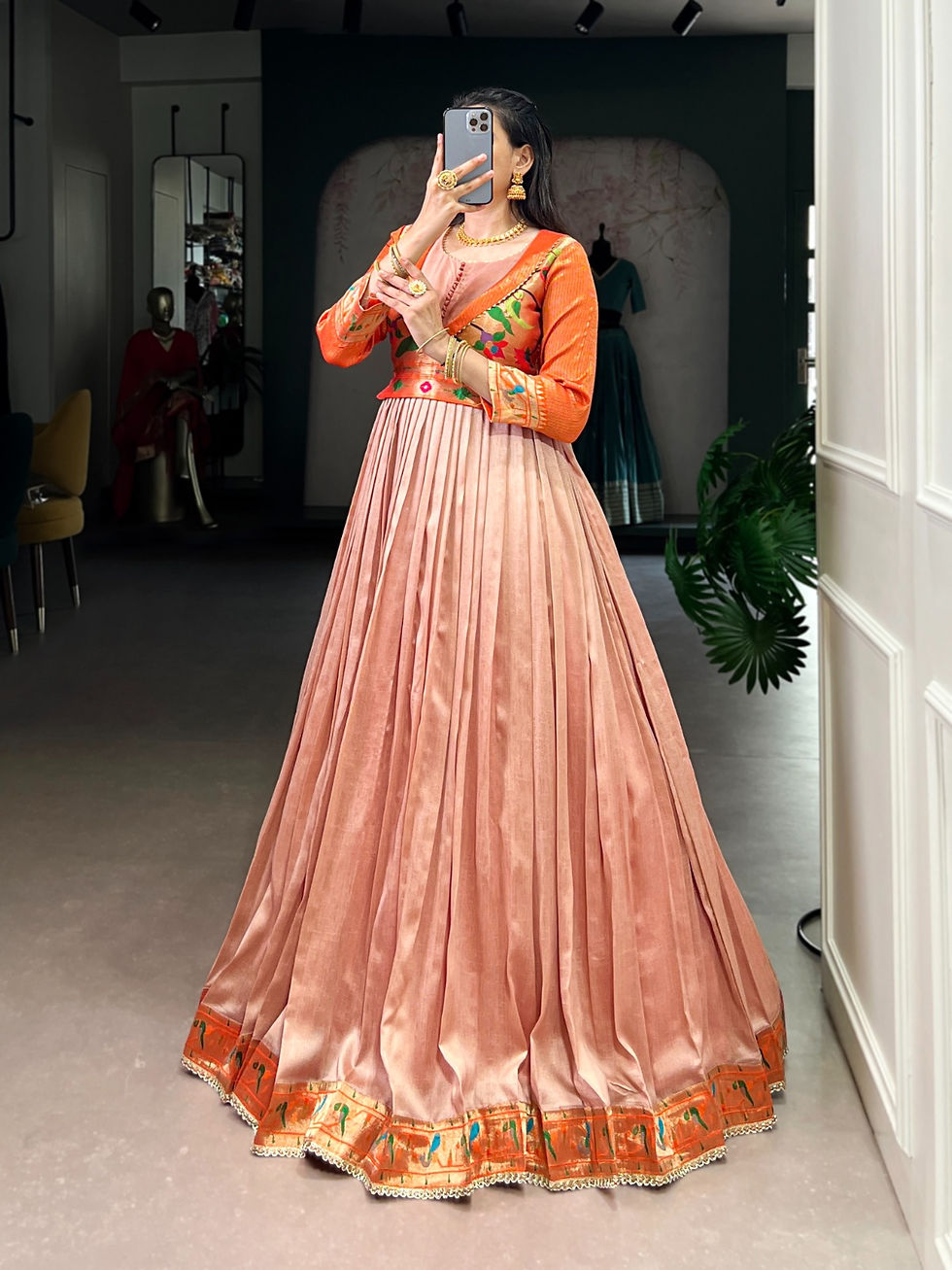 Semi silk ethnic gown India
