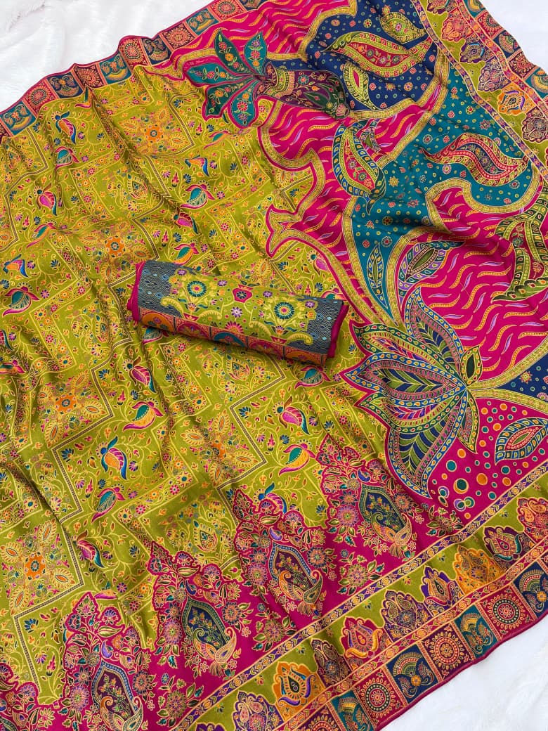 Thumbnail: SP-11 Viscose Silk Saree with Designer Brocade Blouse