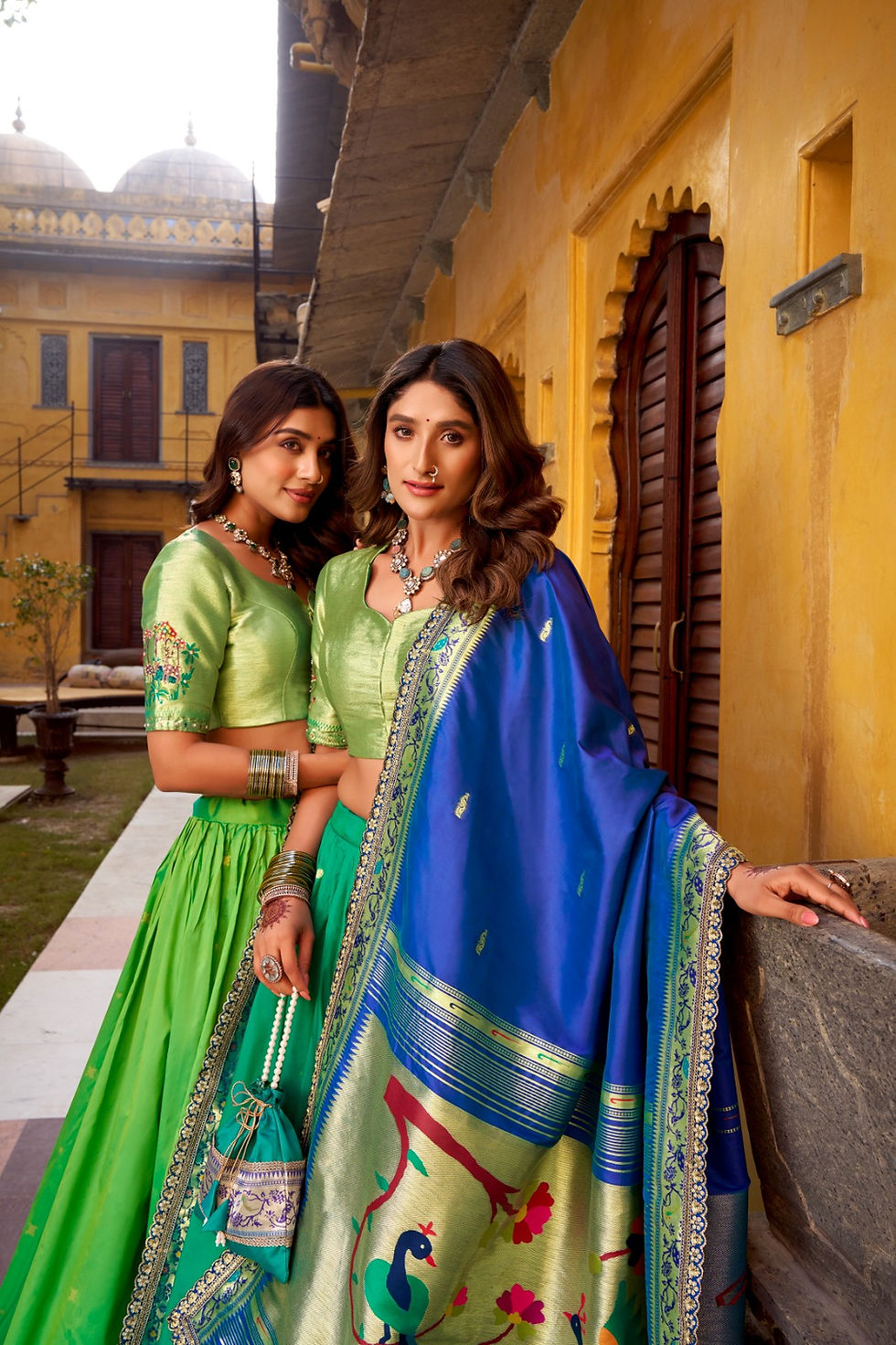 Thumbnail: Semi silk Paithani lehenga online