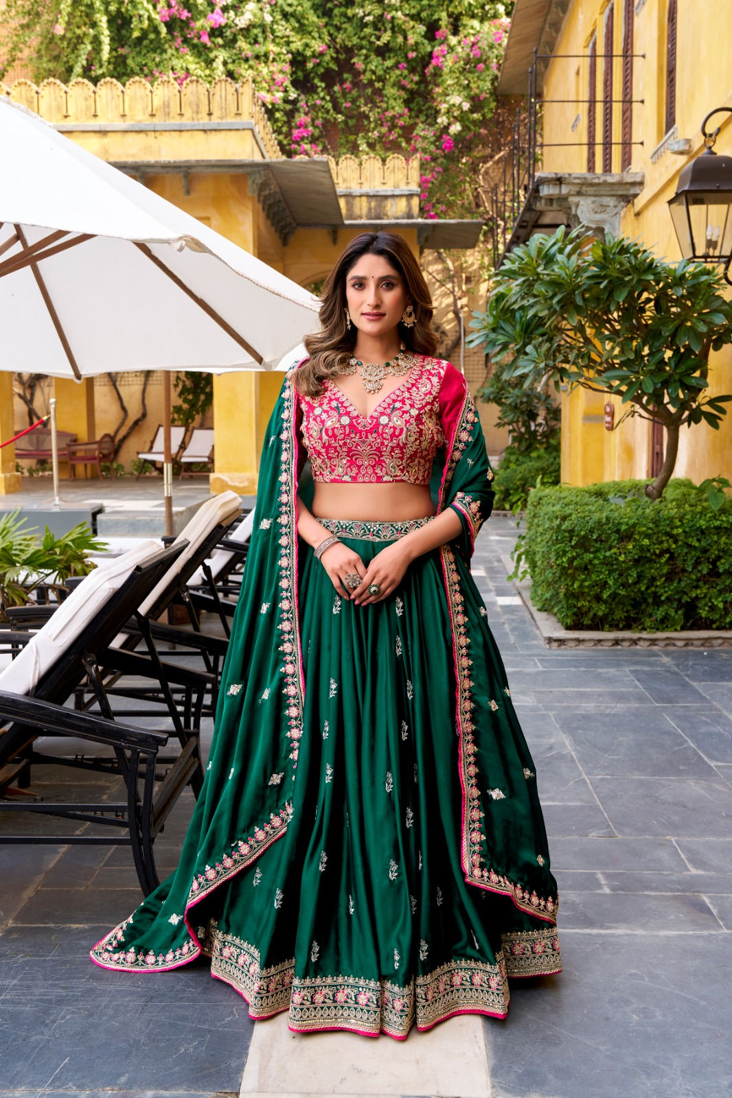 Luxury silk satin lehenga for wedding