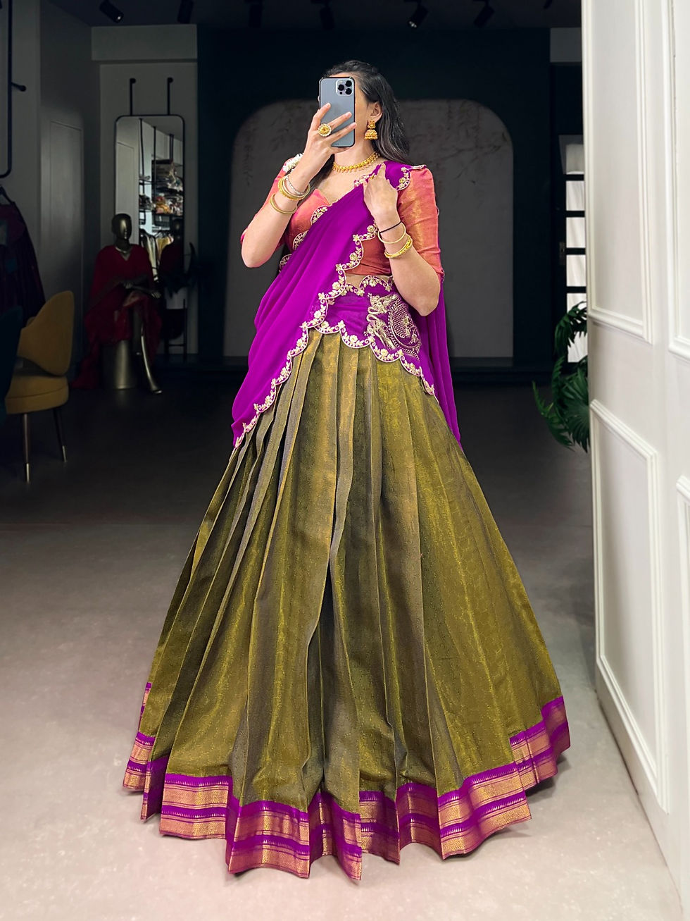 Thumbnail: SP-24- Kanjivaram silk lehenga for weddings