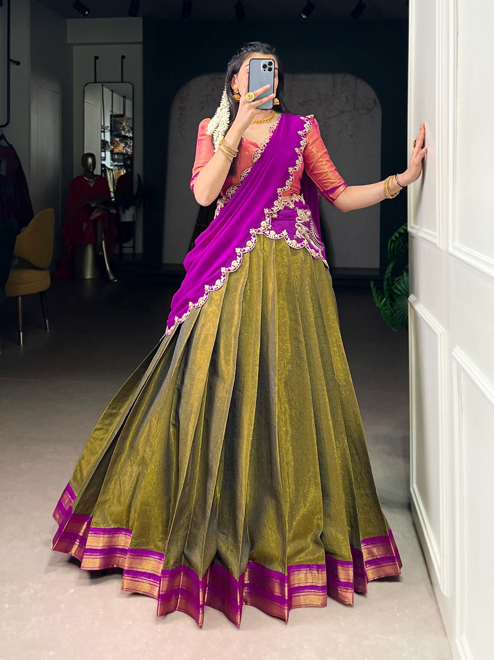 Thumbnail: SP-24- Kanchipuram Silk Lehenga bridal design