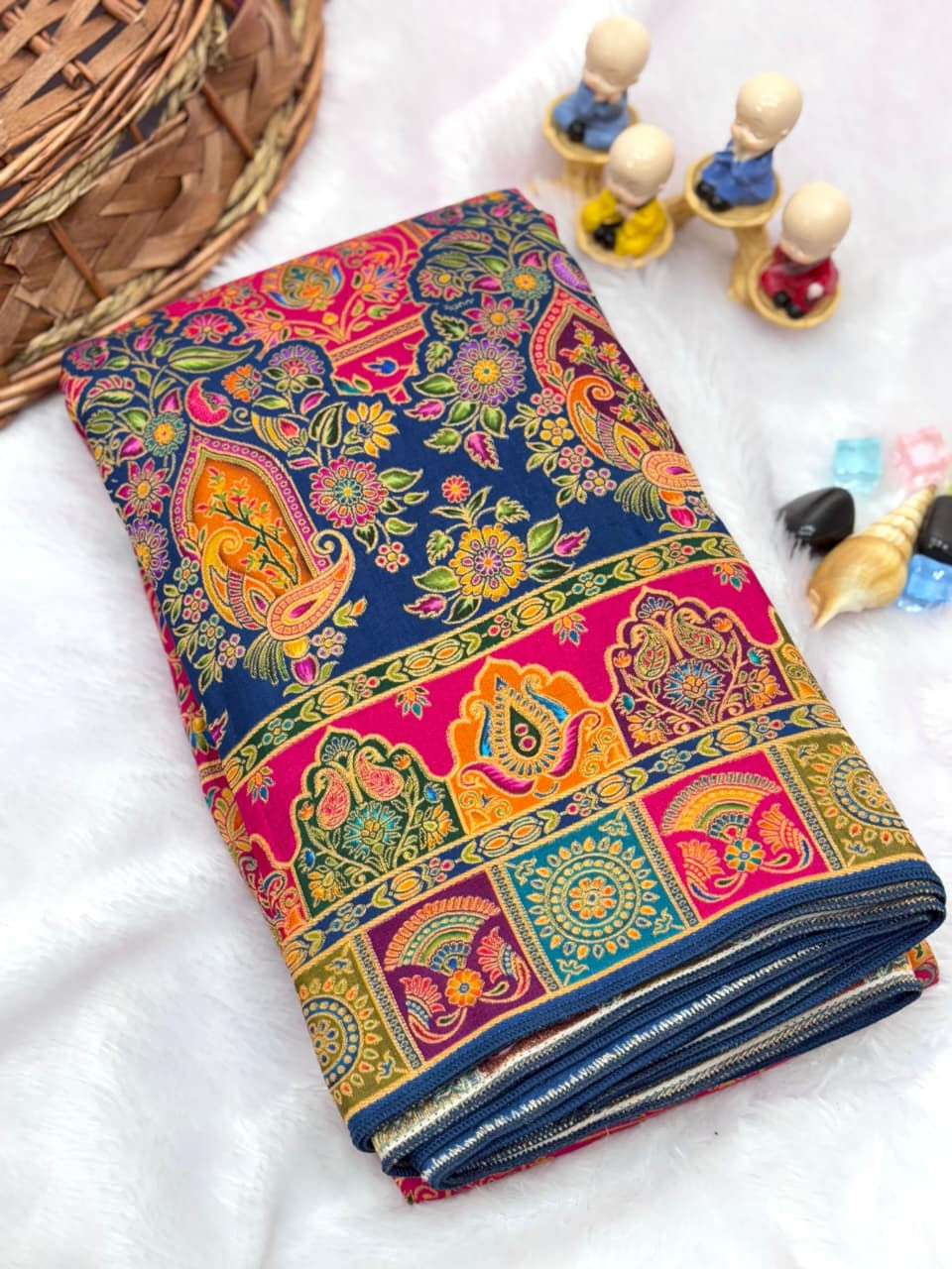 Thumbnail: SP-11 Party Wear Viscose Silk Saree with Zari Pallu