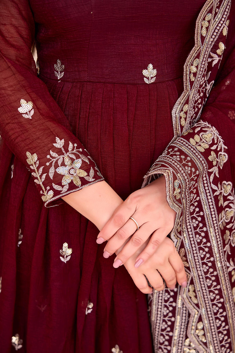 Thumbnail: Traditional Indian anarkali suit with embroidered detailing