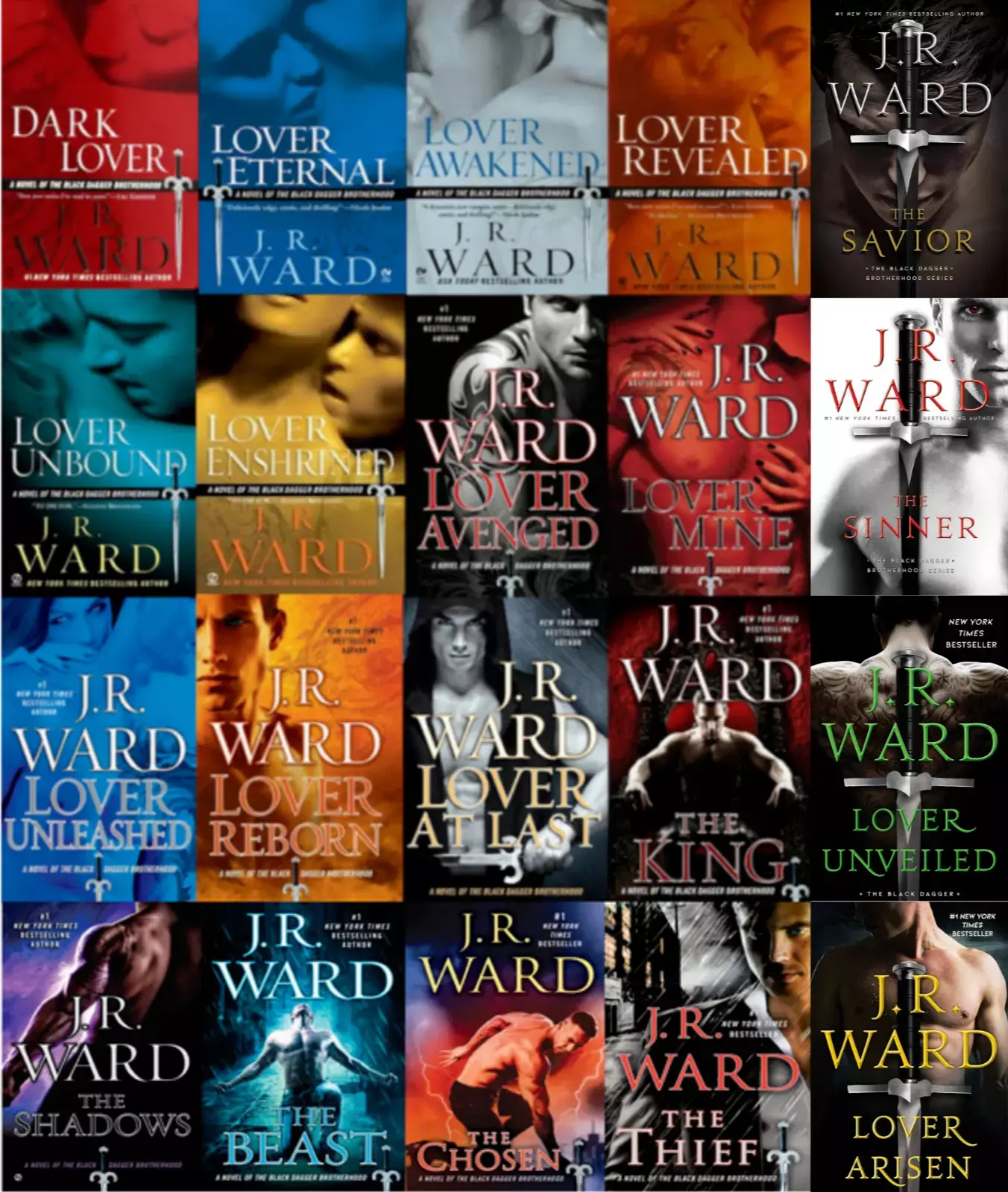 Complete Set Series Lot of 20 Black Dagger Brotherhood books by J.R. Ward Lover
