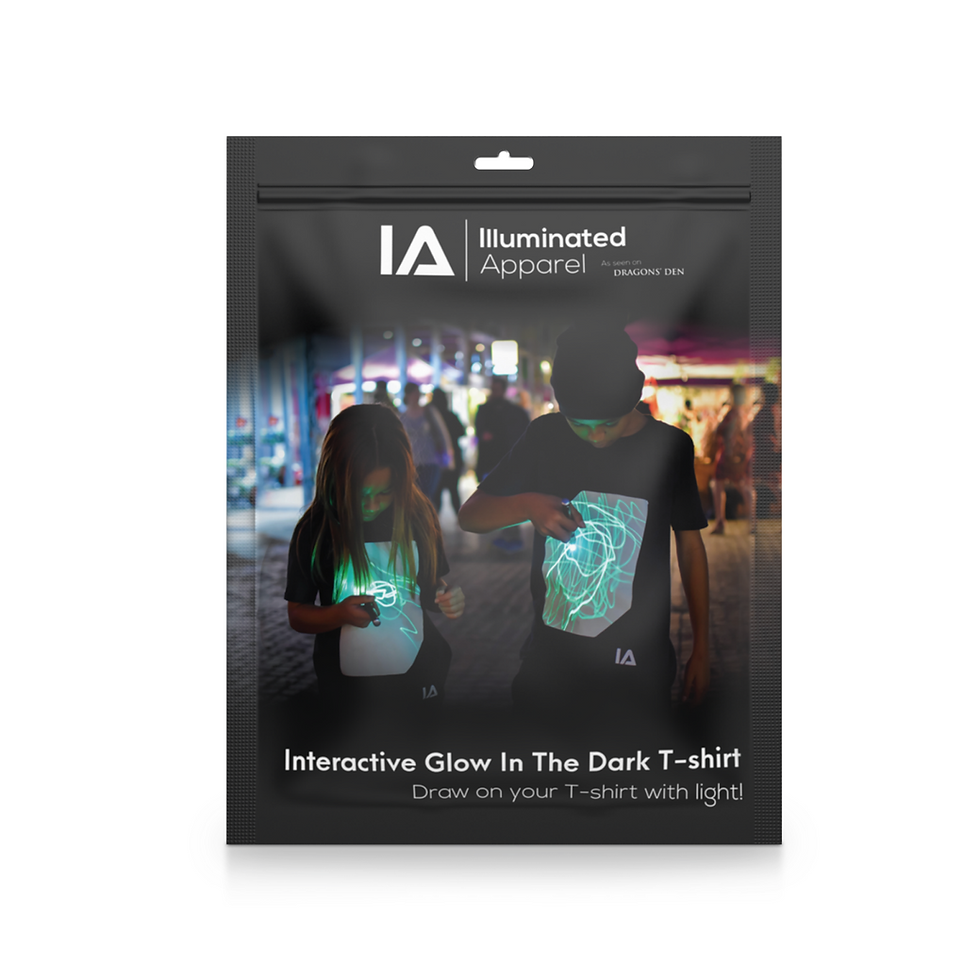 Thumbnail: Kids Interactive Glow In The Dark T-shirt Black/ Green