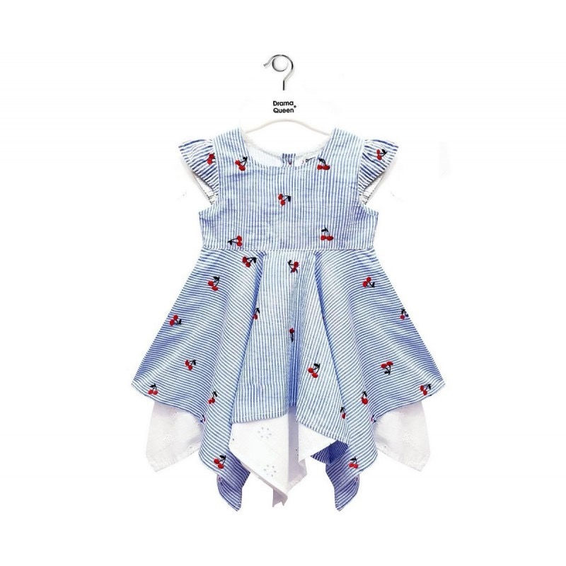 Beautiful Cherry Print Hanky Hem Baby Dress