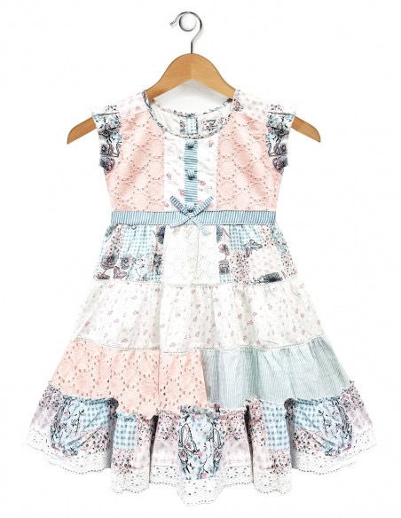 Toddlers Floral Print Patchwork Dress