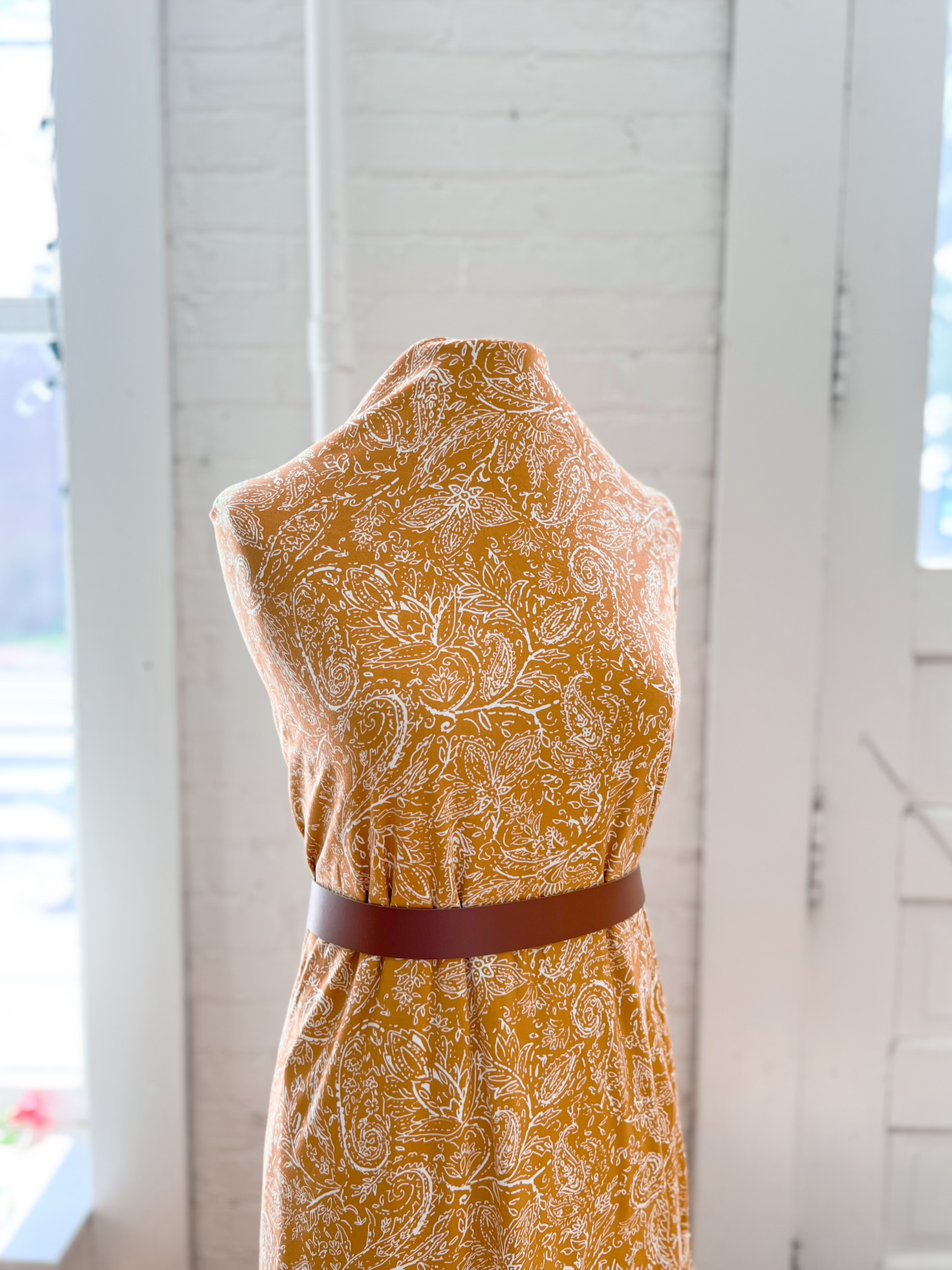 Mustard and White Print DBP | per half yard