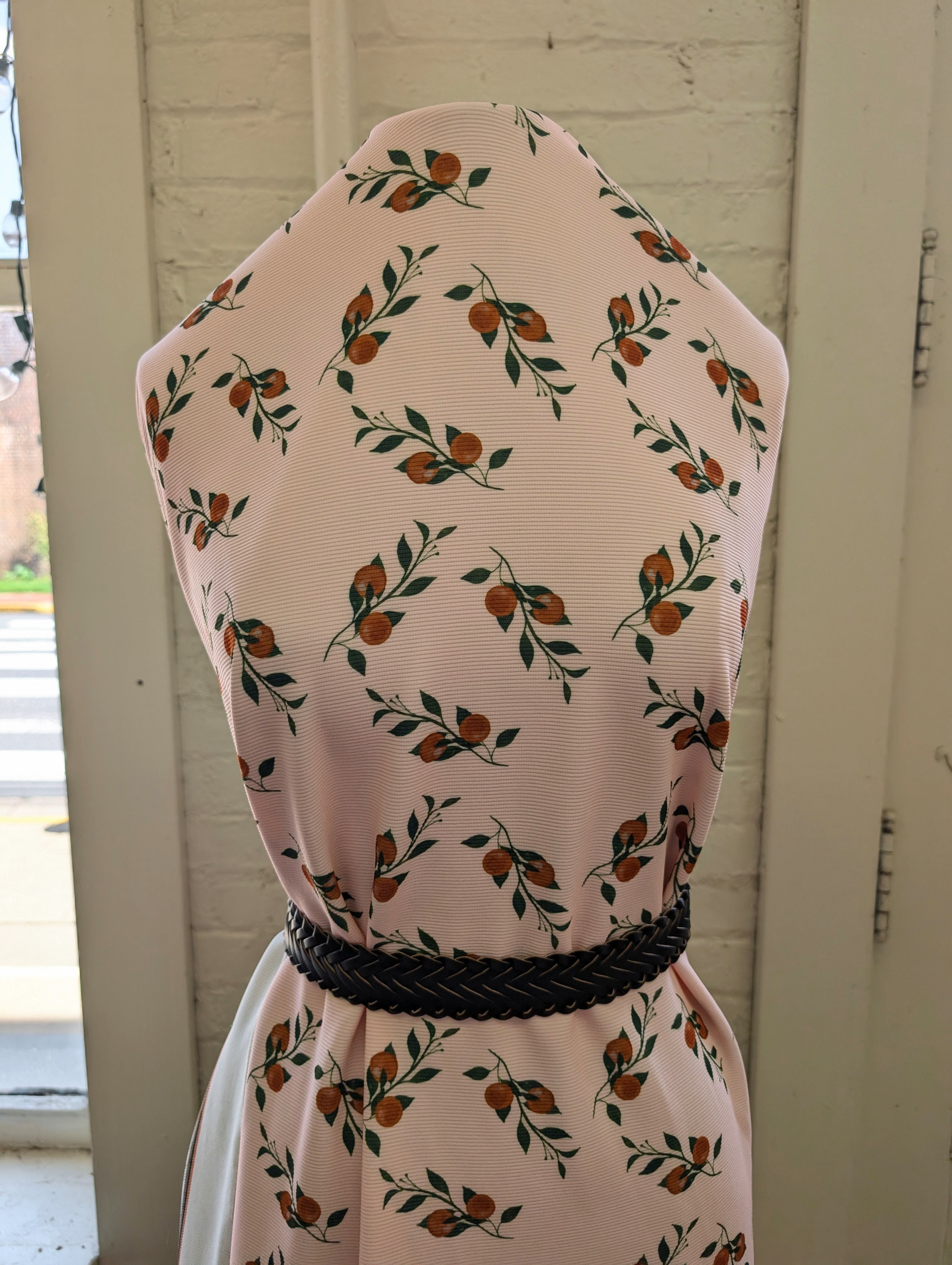 Oranges on Pink Dobby Knit