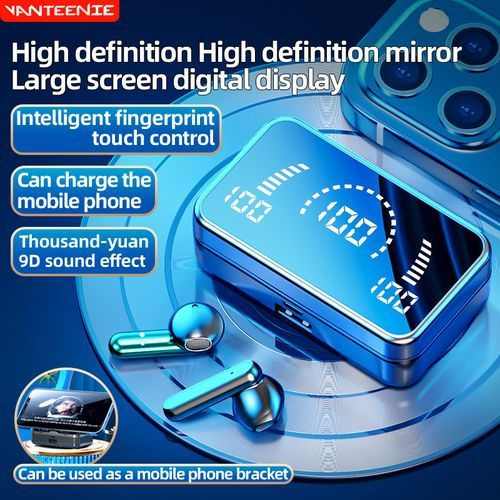 Thumbnail: Wireless Bluetooth Earphone S20 Touch LED Stereo Audio Black