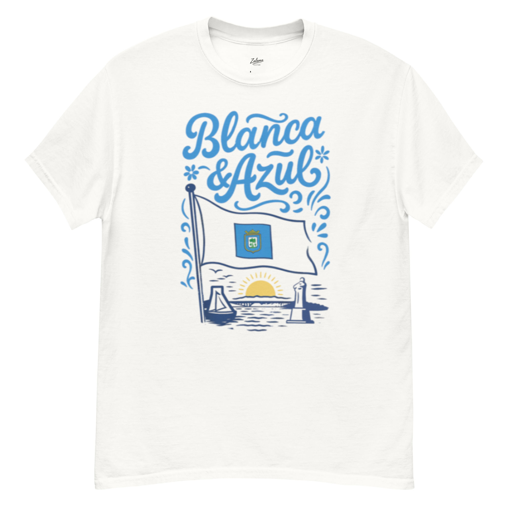 Camiseta unisex Blanca y Azul